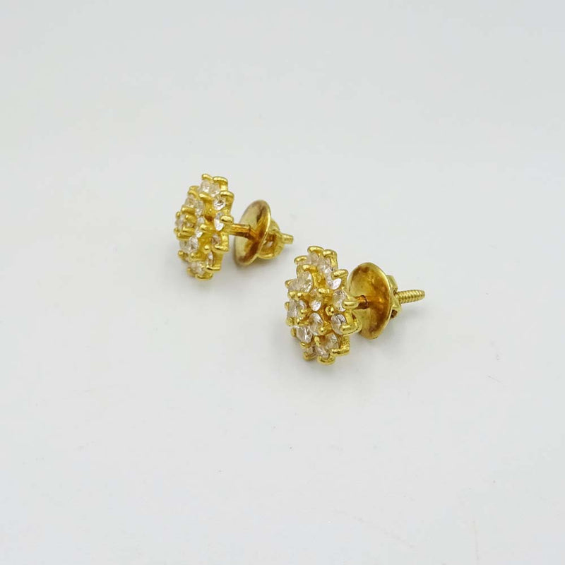 22ct Yellow Gold Cubic Zirconia Cluster Stud Screwback Earrings