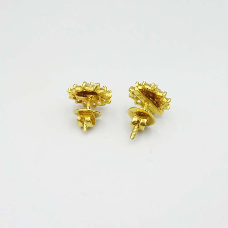 22ct Yellow Gold Cubic Zirconia Cluster Stud Screwback Earrings