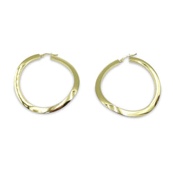 18ct Yellow Gold Curved Wave Hoop Earrings 45mm