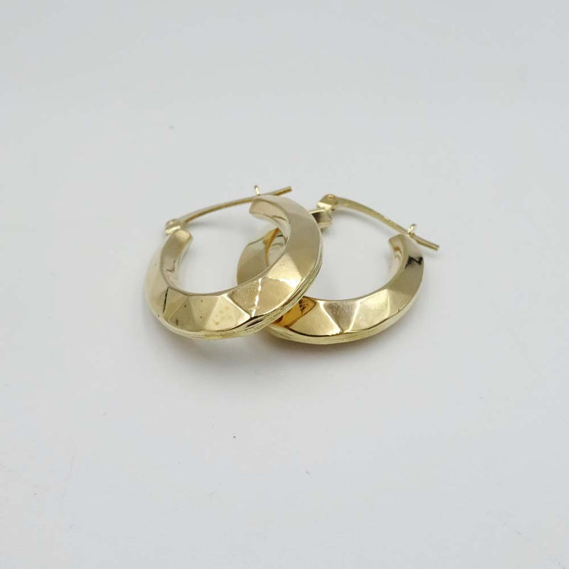 9ct Yellow Gold Geometric Oval Hoop Earrings 20mm