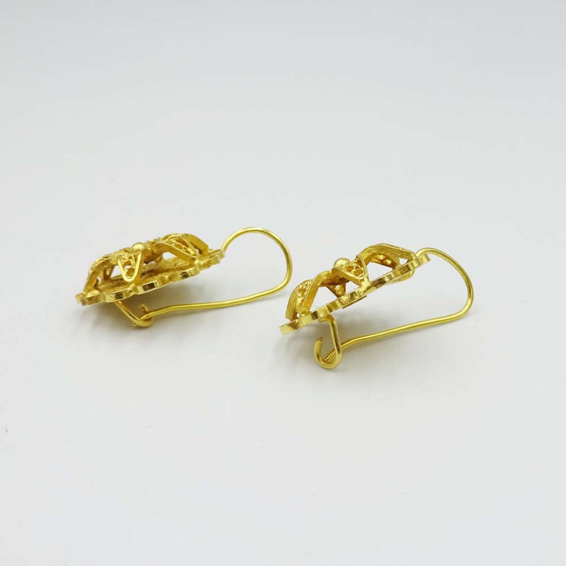 21ct Yellow Gold Filigree Flower Drop Earrings