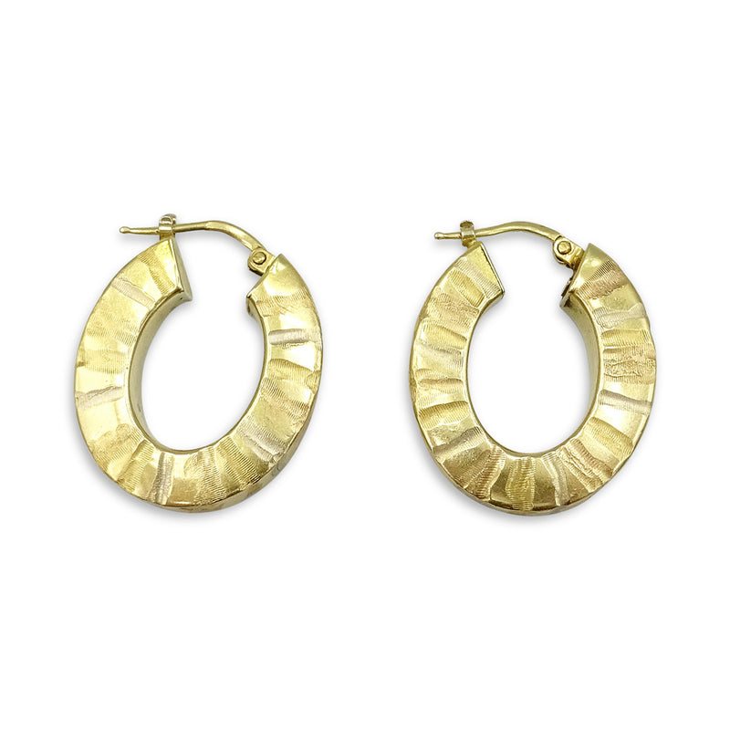 18ct Yellow Gold Wide Oval Hoop Earrings