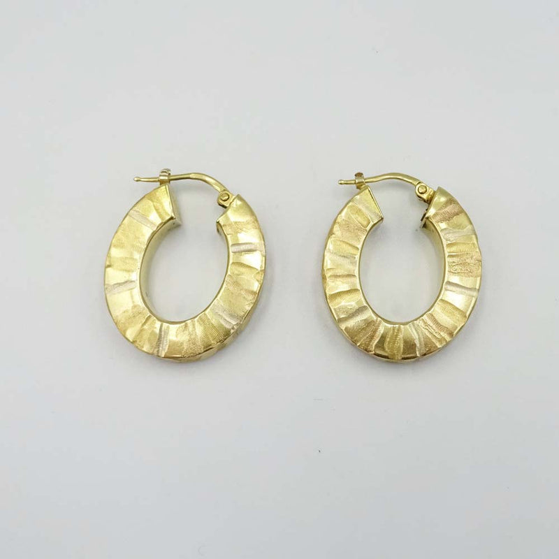 18ct Yellow Gold Wide Oval Hoop Earrings