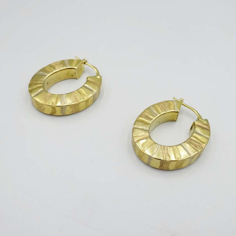 18ct Yellow Gold Wide Oval Hoop Earrings