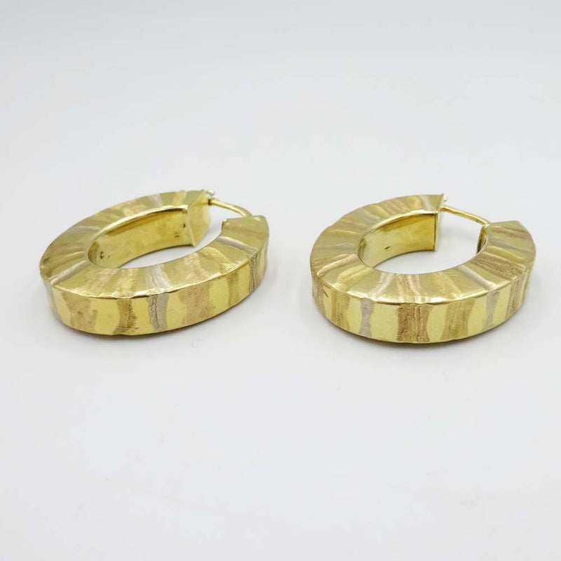 18ct Yellow Gold Wide Oval Hoop Earrings