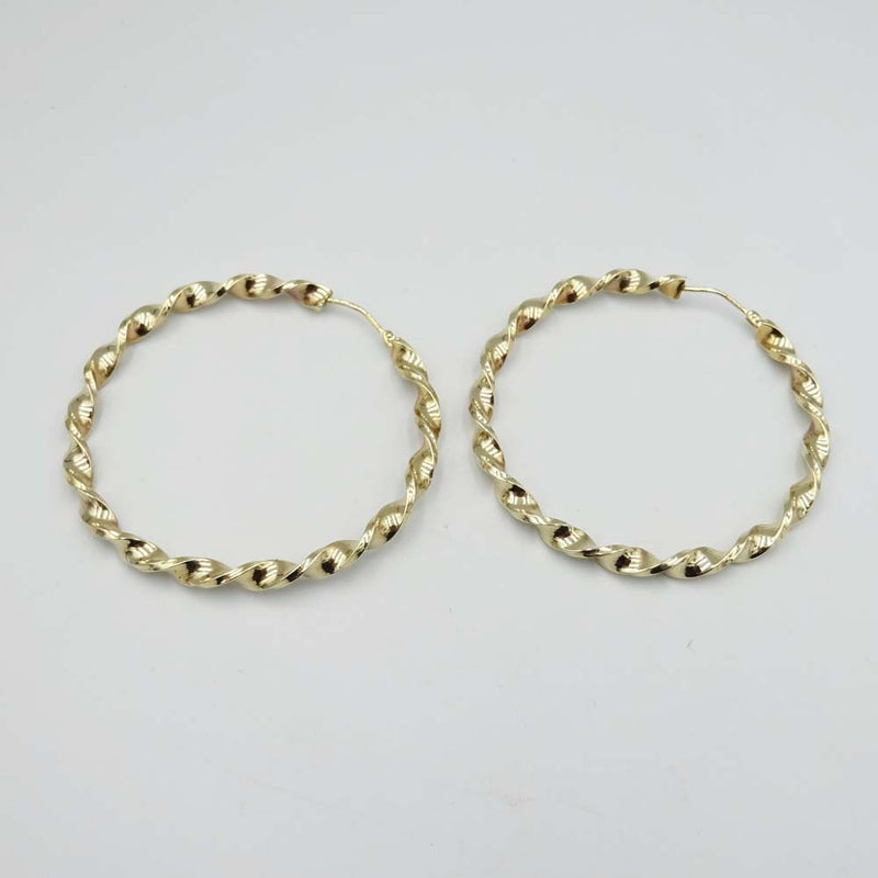9ct Yellow Gold Twist Hoop Earrings 45mm