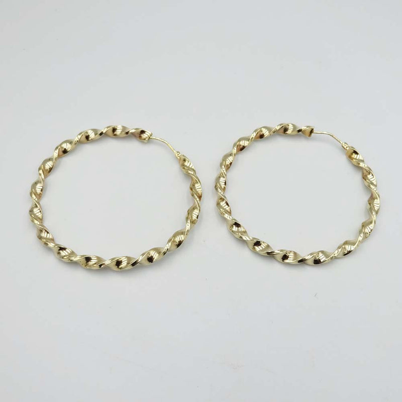9ct Yellow Gold Twist Hoop Earrings 45mm
