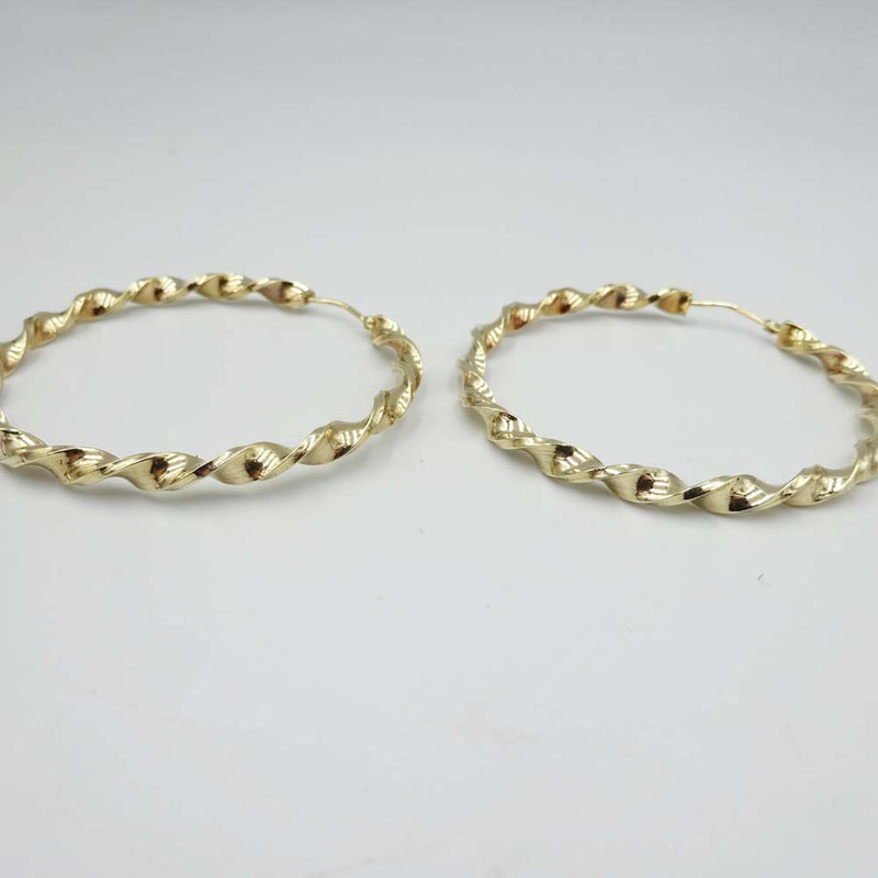 9ct Yellow Gold Twist Hoop Earrings 45mm