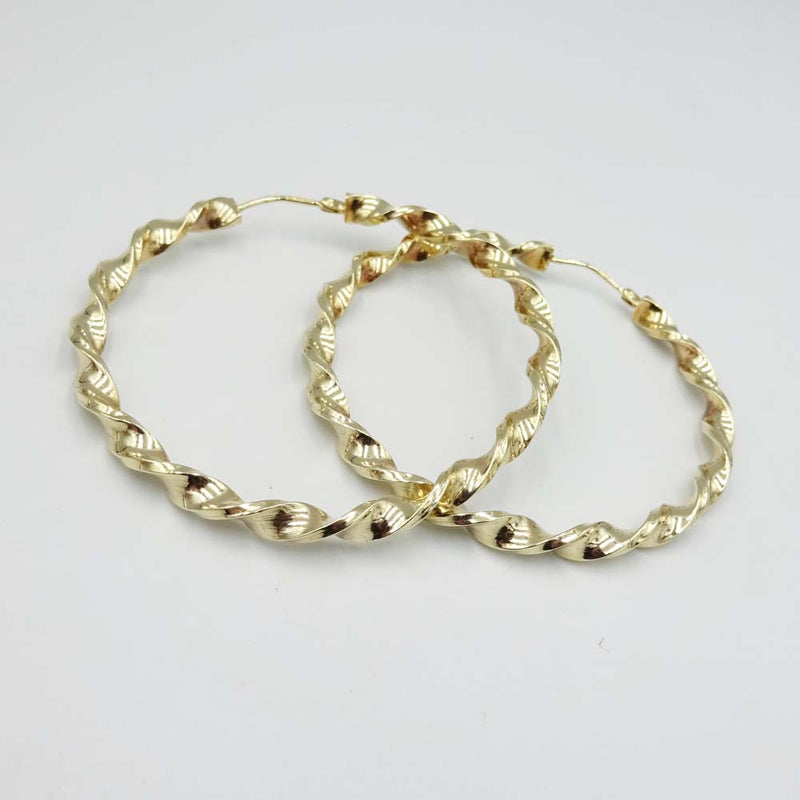 9ct Yellow Gold Twist Hoop Earrings 45mm