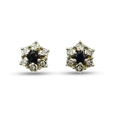 9ct Yellow Gold Sapphire and Cubic Zirconia Stud Earrings