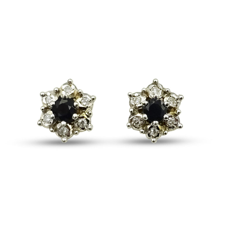 9ct Yellow Gold Sapphire and Cubic Zirconia Stud Earrings
