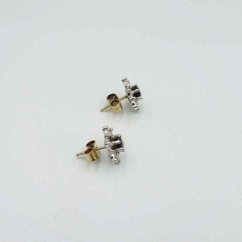 9ct Yellow Gold Sapphire and Cubic Zirconia Stud Earrings