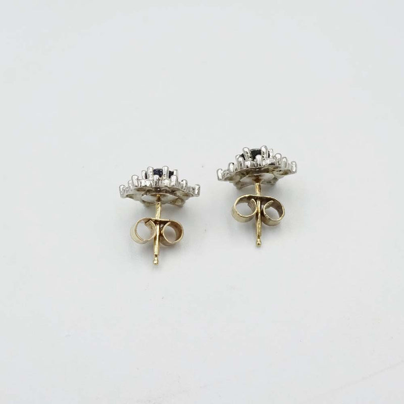 9ct Yellow Gold Sapphire and Cubic Zirconia Stud Earrings