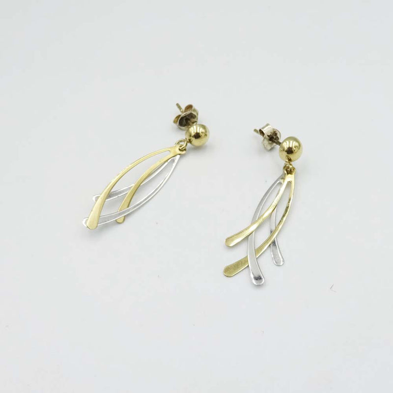 9ct Yellow and White Gold Drop Stud Earrings