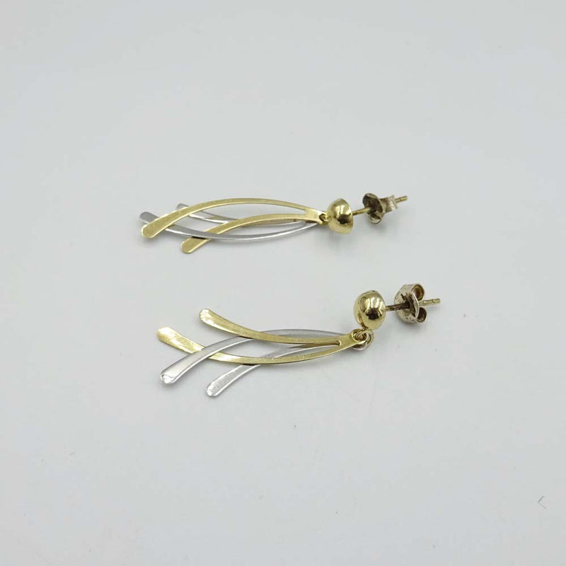 9ct Yellow and White Gold Drop Stud Earrings