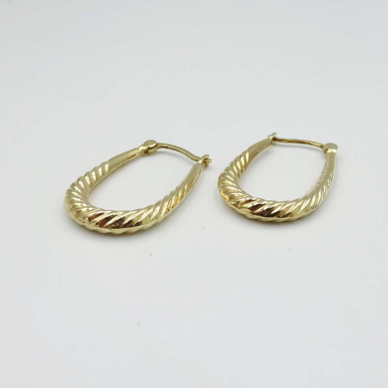 9ct Yellow Gold Oval Twist Hoop Earrings
