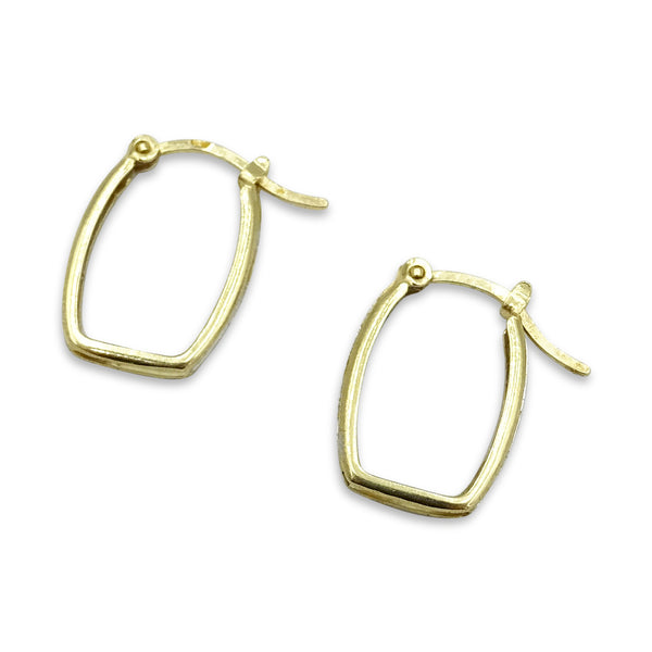 14ct Yellow Gold Rectangle Hoop Earrings