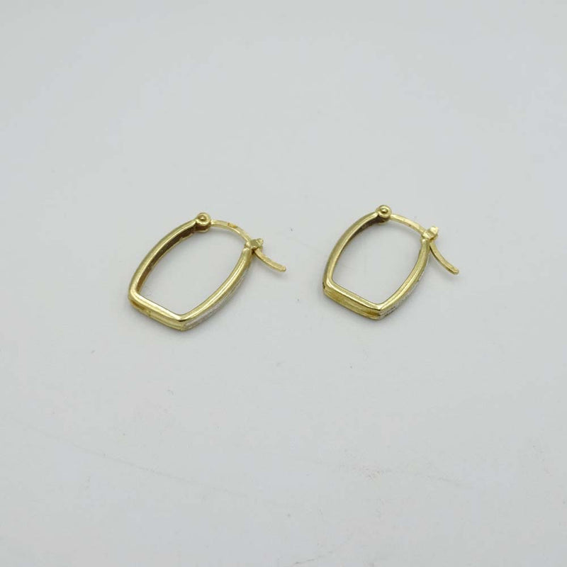 14ct Yellow Gold Rectangle Hoop Earrings