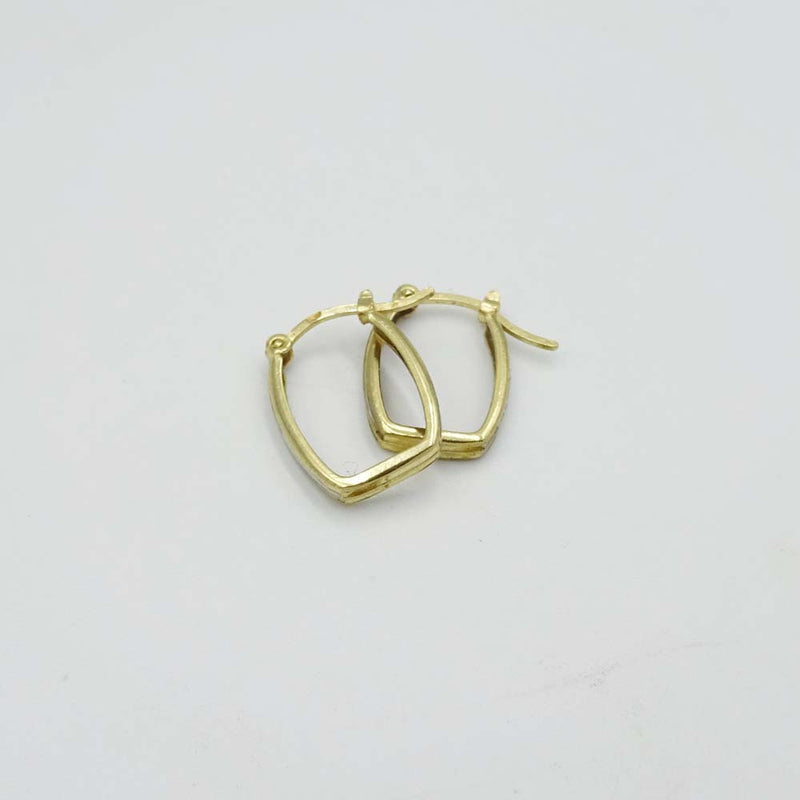 14ct Yellow Gold Rectangle Hoop Earrings