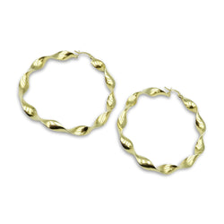 14ct Yellow Gold Large Twist Hoop Earrings 60mm