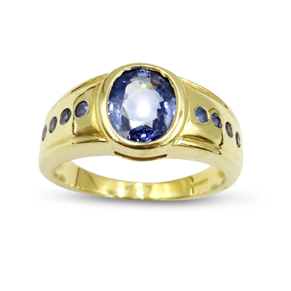 18ct Yellow Gold Sapphire Ring Size N