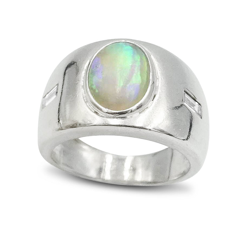 18ct White Gold Opal and Diamond Ring 0.25ct Size G