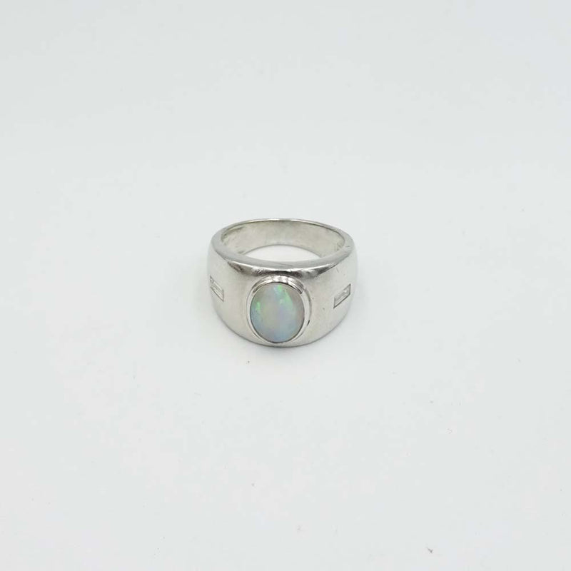 18ct White Gold Opal and Diamond Ring 0.25ct Size G