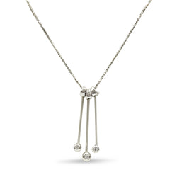 18ct White Gold Trilogy Diamond Drop Necklace 16" 0.10ct