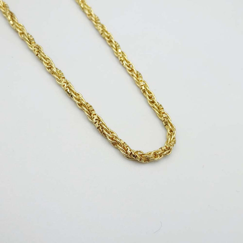 18ct Yellow Gold Prince of Wales Box Chain Twist Necklace 16"