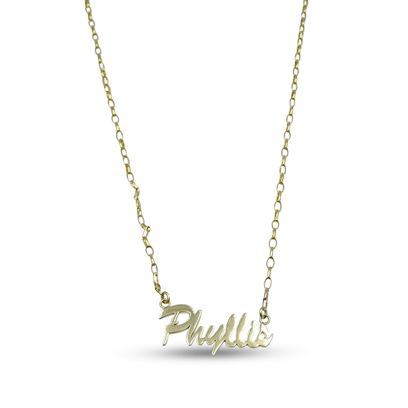 9ct Yellow Gold 'Phyllis' Name Chain Necklace 16"