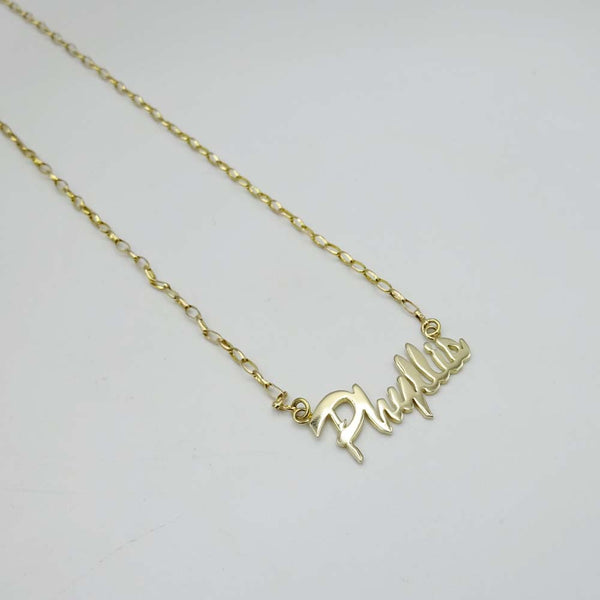 9ct Yellow Gold 'Phyllis' Name Chain Necklace 16"