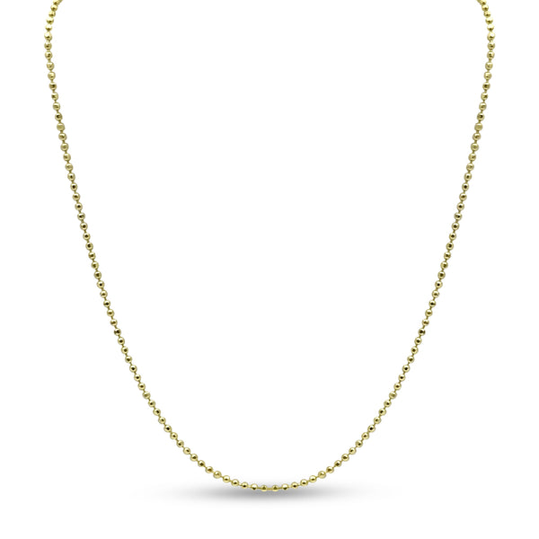 14ct Yellow Gold Fine Diamond-Cut Ball Chain Necklace 15"