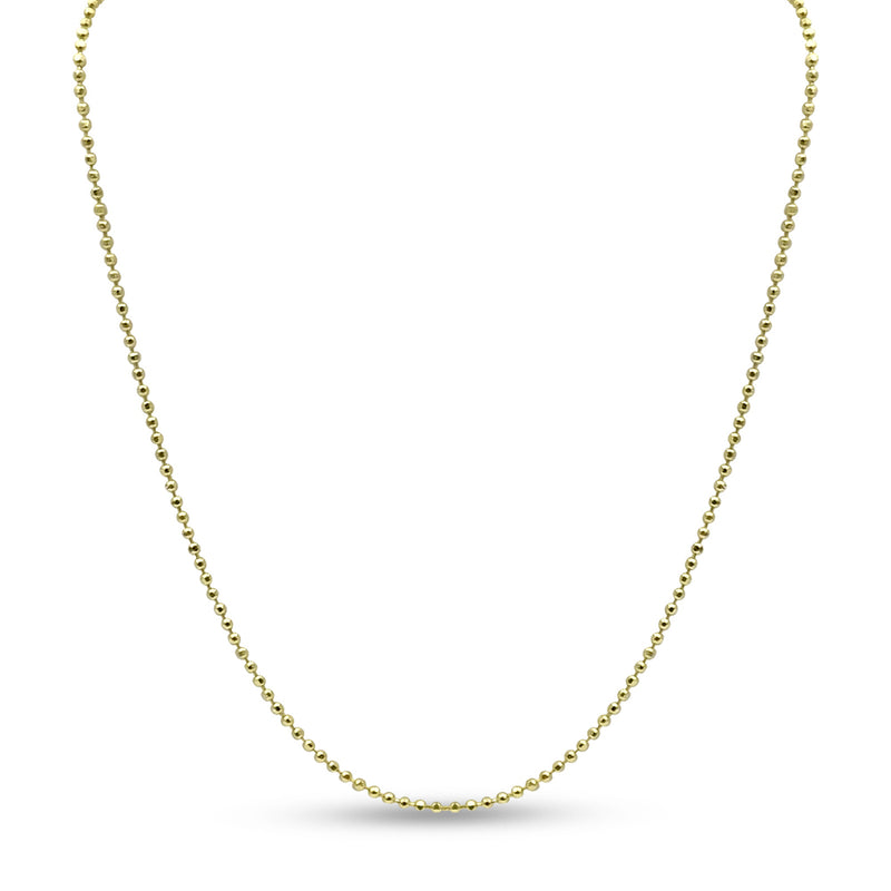 14ct Yellow Gold Fine Diamond-Cut Ball Chain Necklace 15"