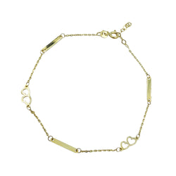 333  Yellow Gold Fine Dainty Heart Chain Bracelet 7.5" - Richard Miles Jewellers