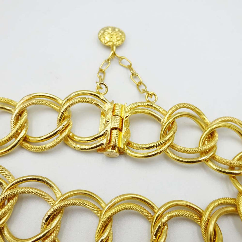 20ct Yellow Gold Double Link Bracelet With Safety Chain 7"