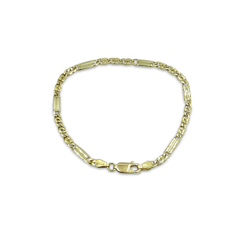 9ct Yellow Gold Double Link Bar Bracelet 7"