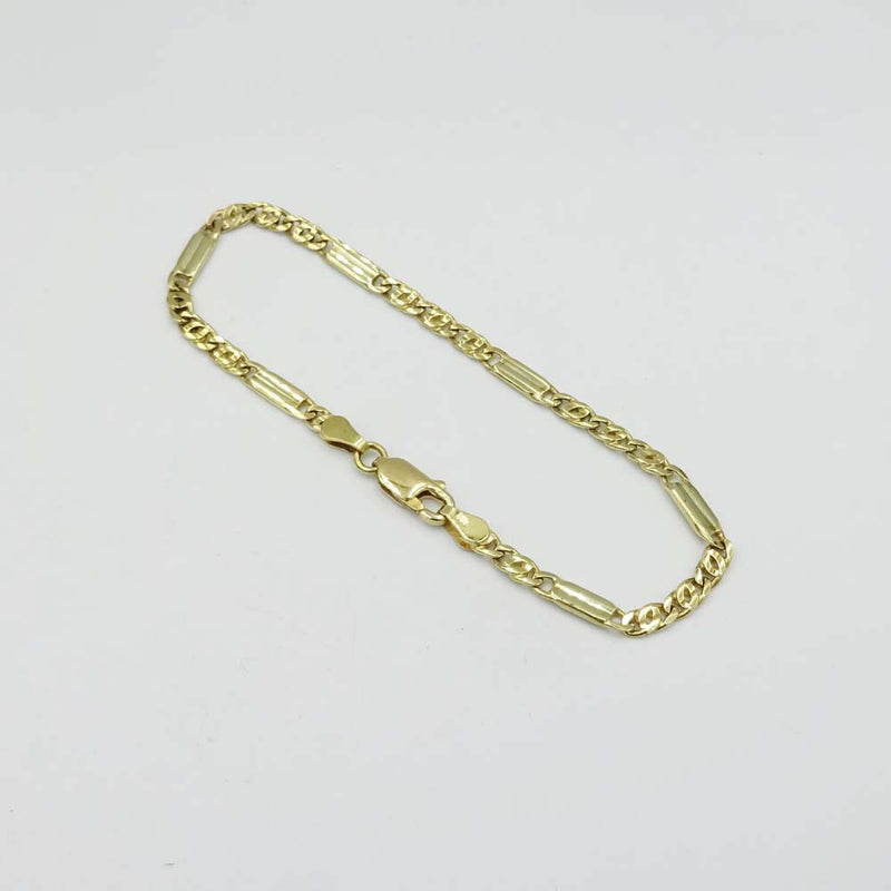 9ct Yellow Gold Double Link Bar Bracelet 7"