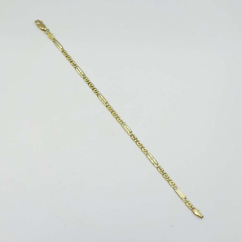 9ct Yellow Gold Double Link Bar Bracelet 7"