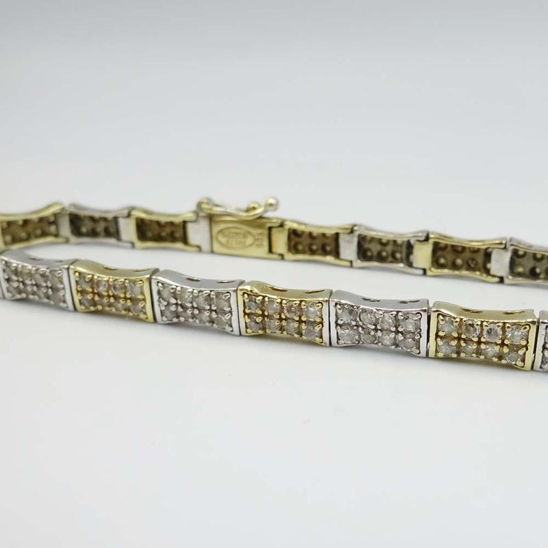 14ct Gold 2 Colour 1.60ct Diamond Bracelet 8"