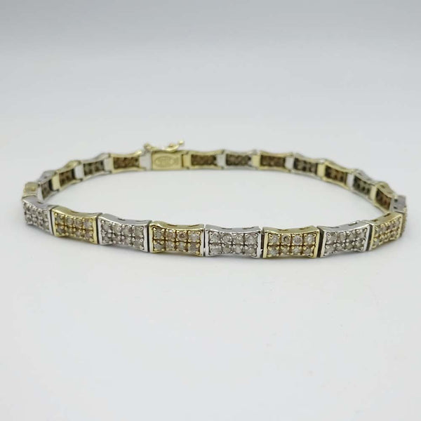 14ct Gold 2 Colour 1.60ct Diamond Bracelet 8"