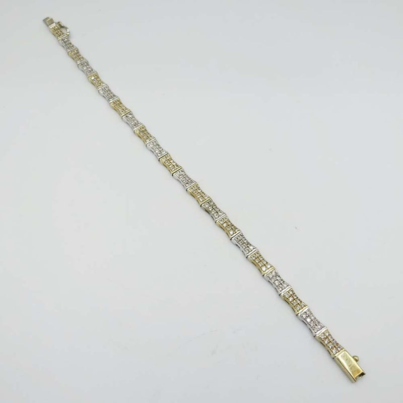 14ct Gold 2 Colour 1.60ct Diamond Bracelet 8"