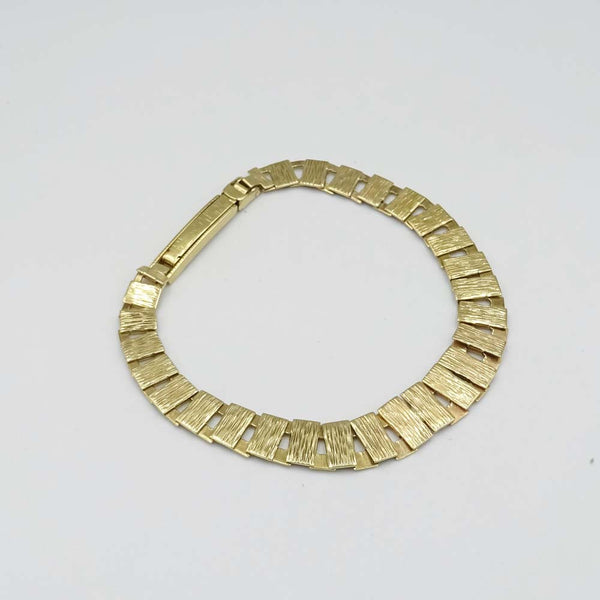 9ct Yellow Gold Treebark Bar Link Bracelet 7"