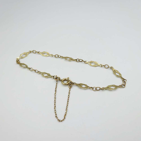 9ct Yellow Gold Diamond Shaped Link Bracelet 7"