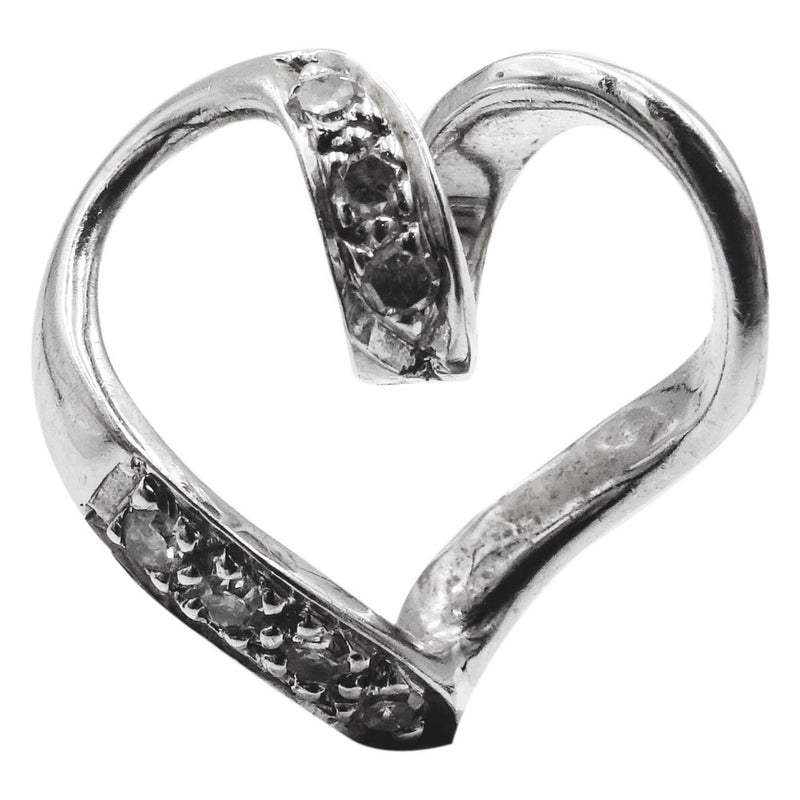 9ct White Gold 375 Stamped 0.05ct Diamond Swirl Heart Ladies Pendant 12mm - Richard Miles Jewellers