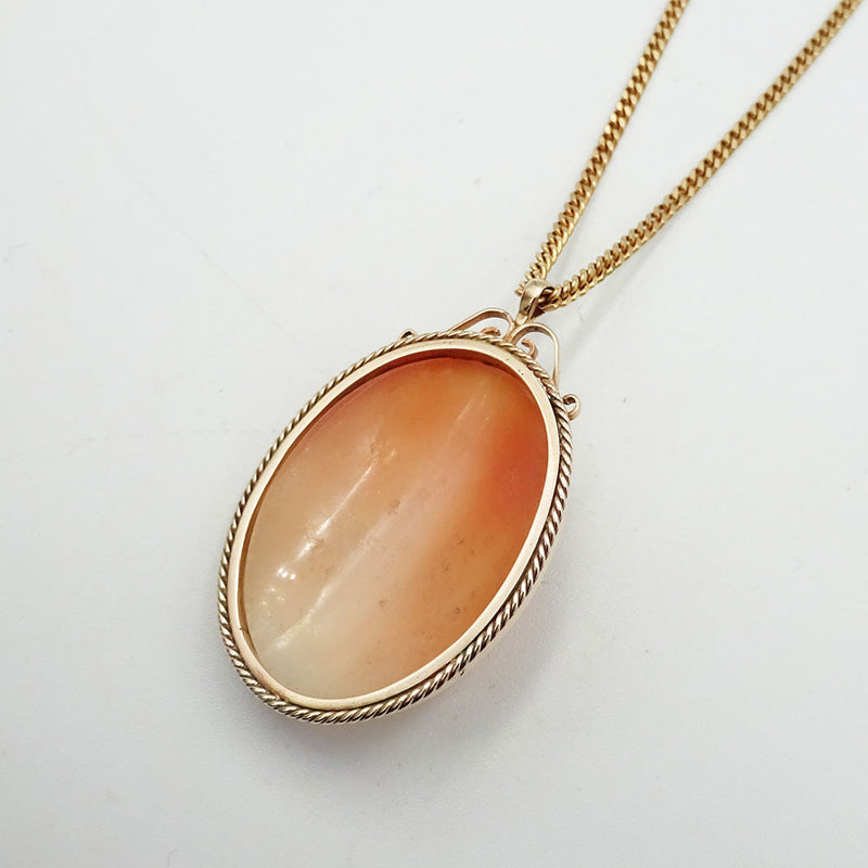 9ct Gold Oval Cameo Pendant 31mm & Chain 12.8 g - Richard Miles Jewellers