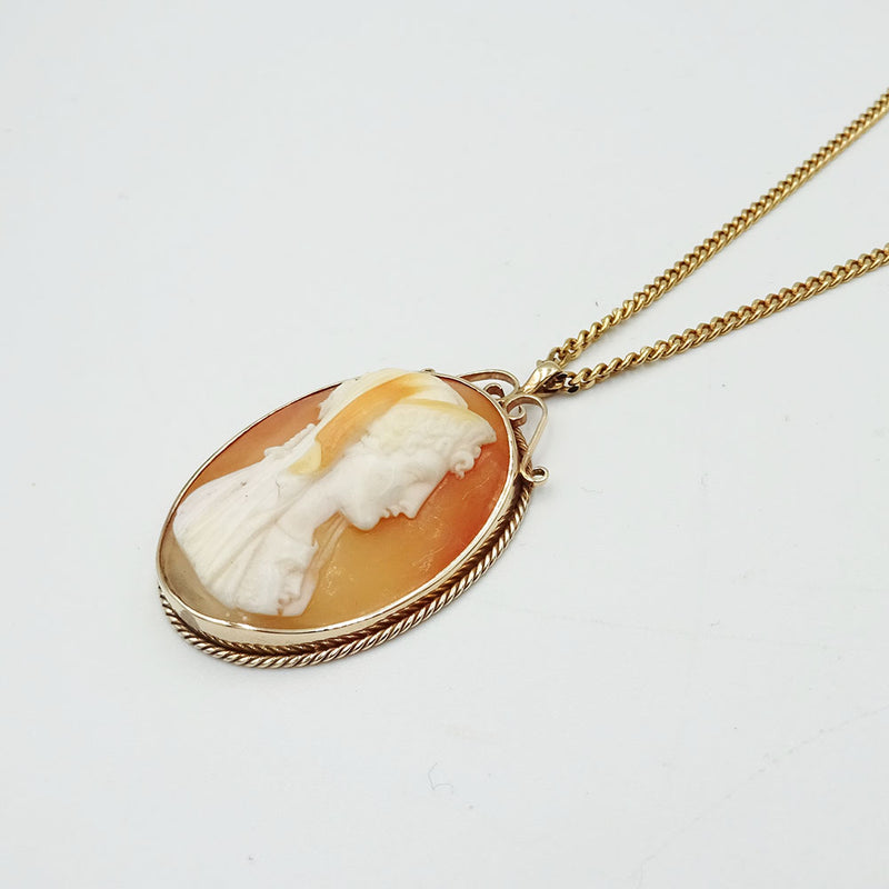 9ct Gold Oval Cameo Pendant 31mm & Chain 12.8 g - Richard Miles Jewellers