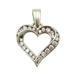 9ct White Gold Heart Cubic Zirconia Cluster Pendant 1.9g - Richard Miles Jewellers