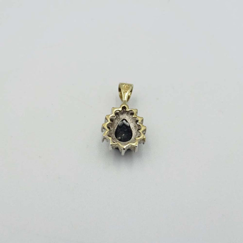 9ct Yellow Gold Sapphire and Diamond Teardrop Pendant