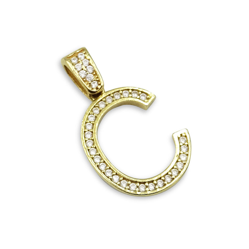 14ct Yellow Gold Cubic Zirconia Initial C Pendant