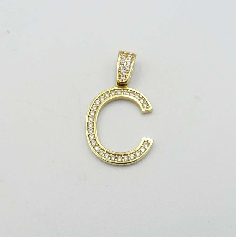 14ct Yellow Gold Cubic Zirconia Initial C Pendant